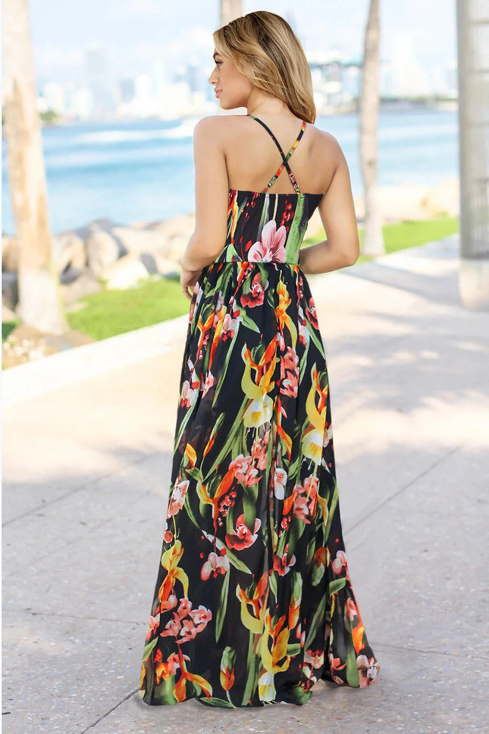 Printed Surplice Cami Dress