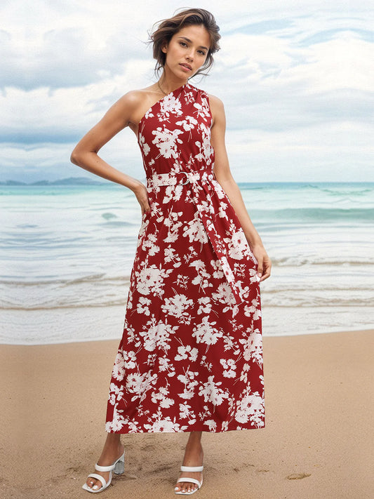 Floral Printed One Shoulder Dress