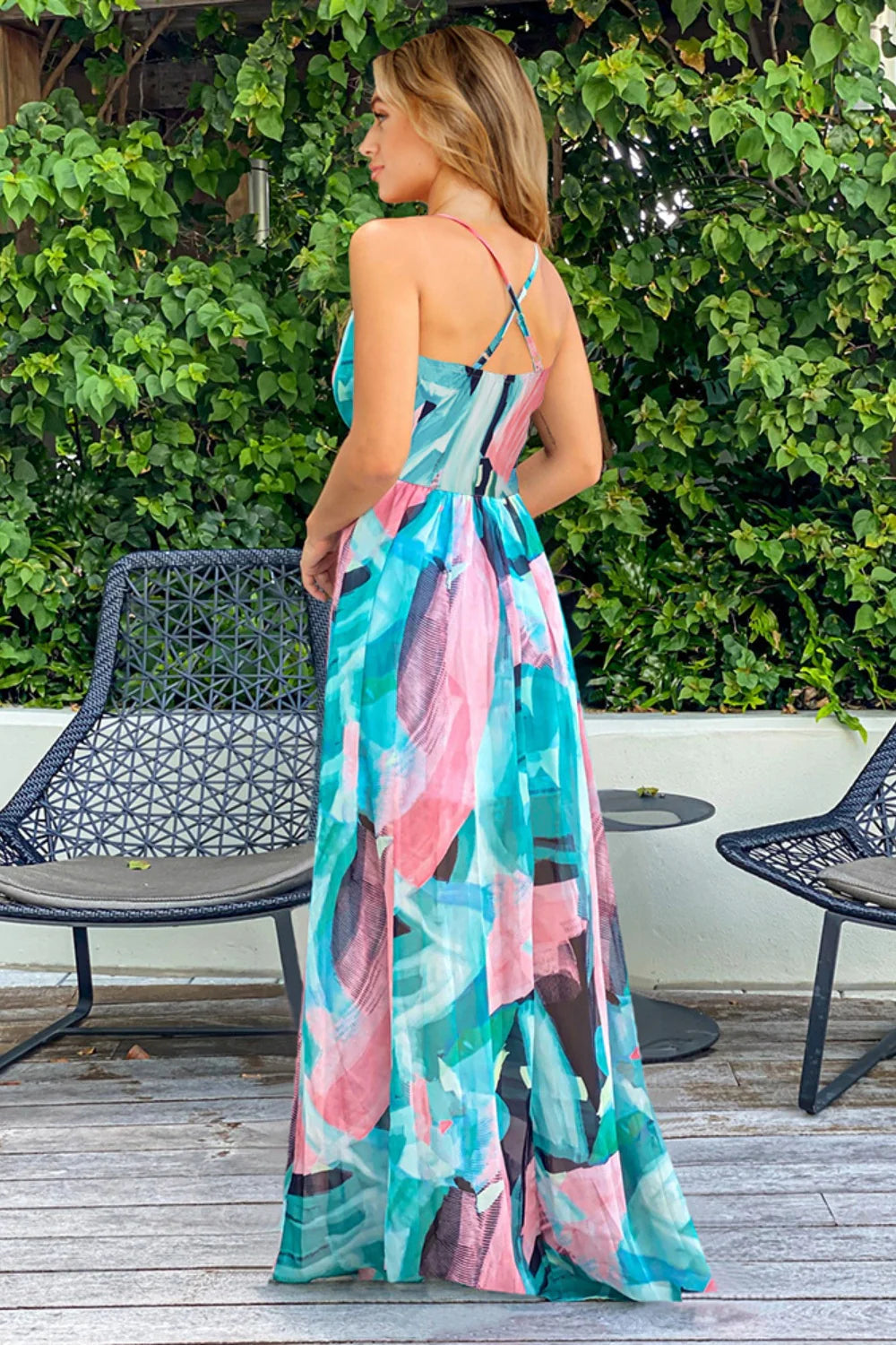 Printed Surplice Cami Dress