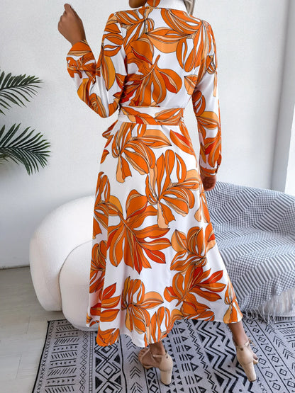 Tied Button up Long Sleeve Dress