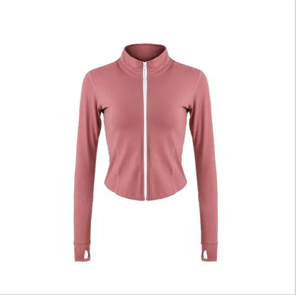 Women Long Sleeve Zip Fitness Top Workout Gym Activewear Sport Clothes