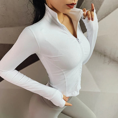 Women Long Sleeve Zip Fitness Top Workout Gym Activewear Sport Clothes
