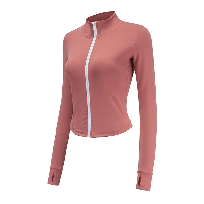 Women Long Sleeve Zip Fitness Top Workout Gym Activewear Sport Clothes