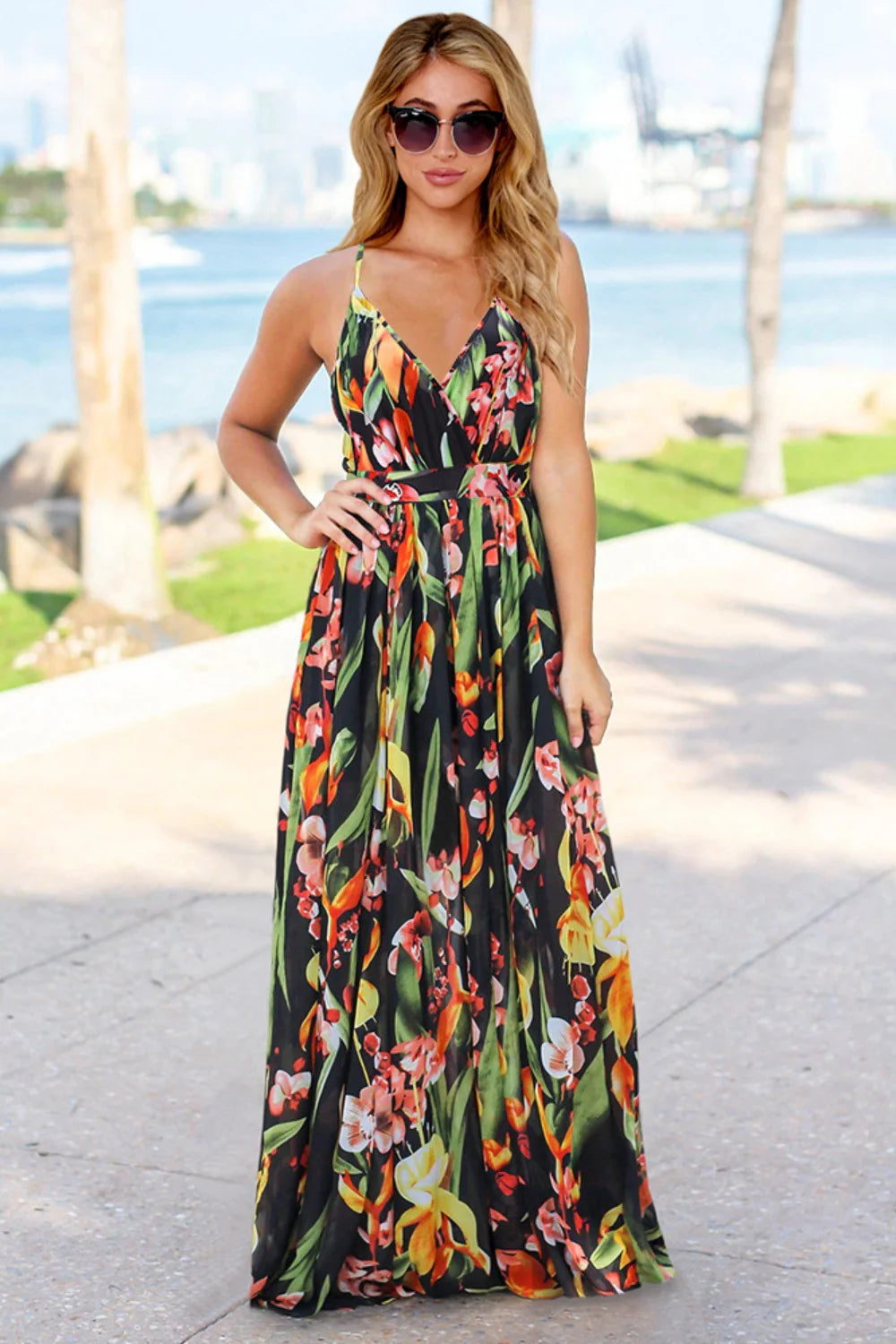 Printed Surplice Cami Dress