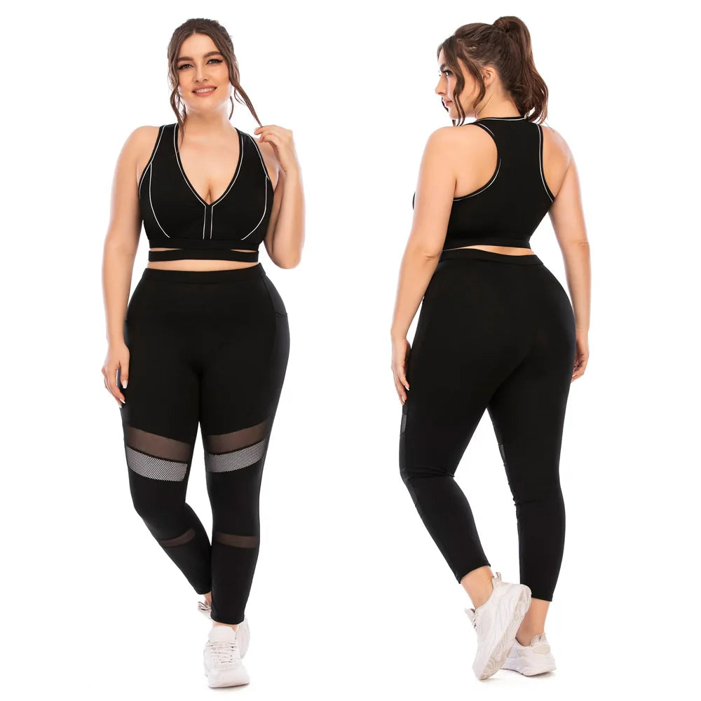 New Women Yoga Suit Sportswear Sportsuits plus Size for Female Gym Sport Running Sets Big Large Tracksuit Tacking Wear